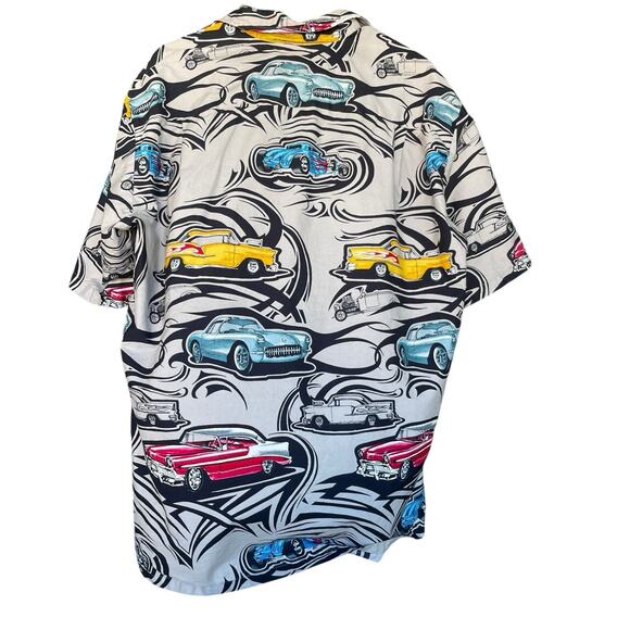 Pacific Legends Men Hawaiian Button Up Shirt Extra Large XL Cotton Car Print USA - Picture 2 of 9